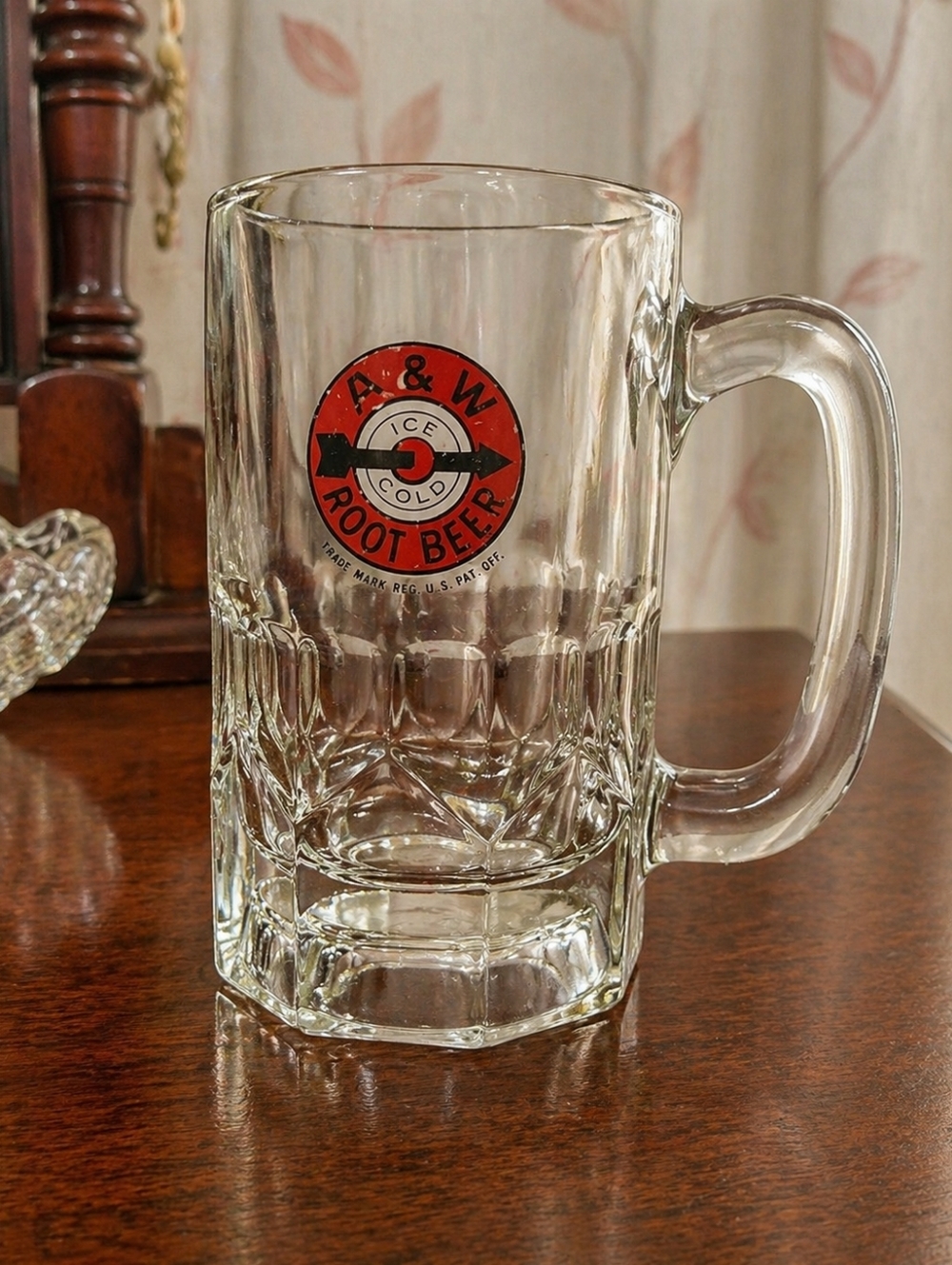 A&W Papa Root Beer Glass Mug - Clear Glass with Red Logo